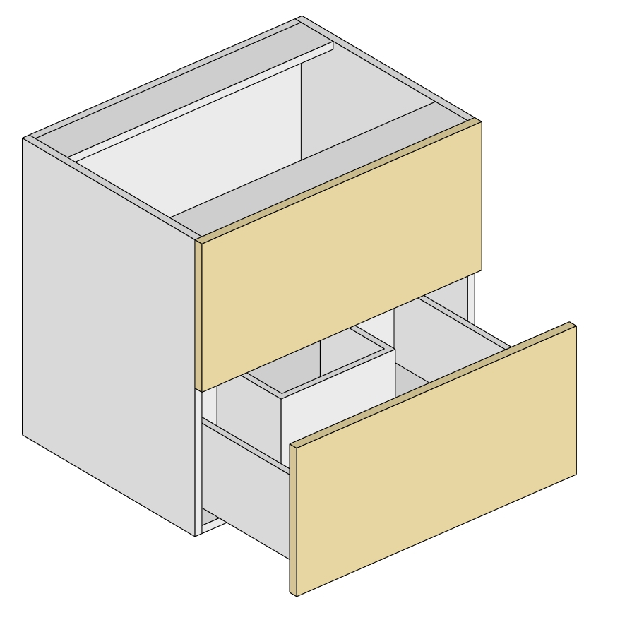 wall hung with 1 dummy and 1 notched drawer