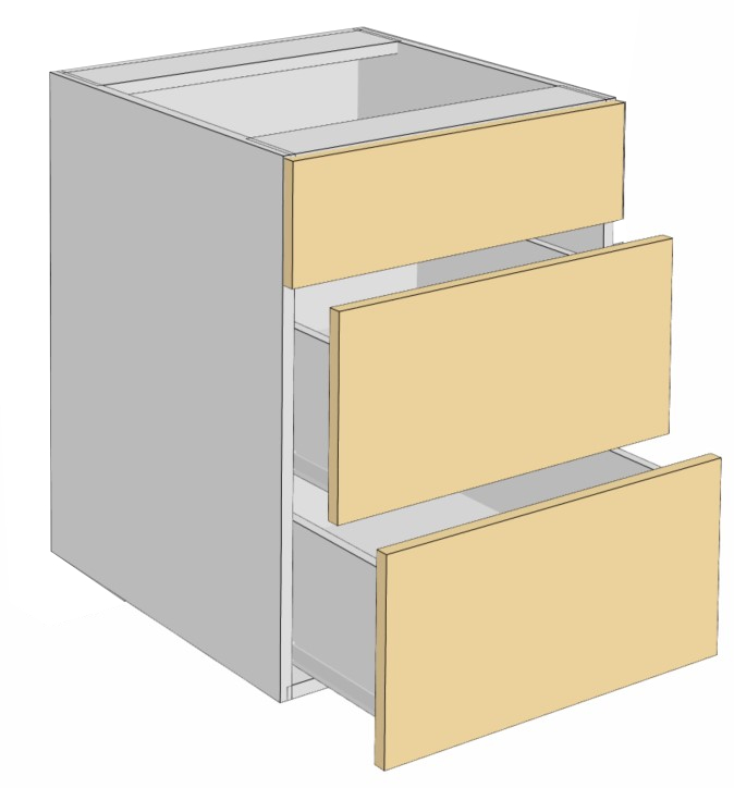 1 false - 2 Pot drawers (under cooktop cabinet)