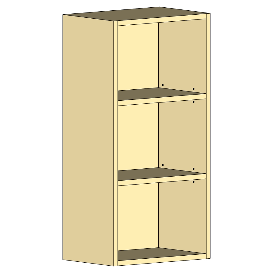Upper open shelf cabinet - equaly placed adjustable shelves