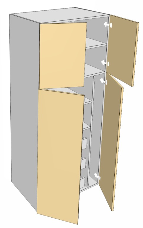Tall pantry - 4 door - optional roll outs & broom section