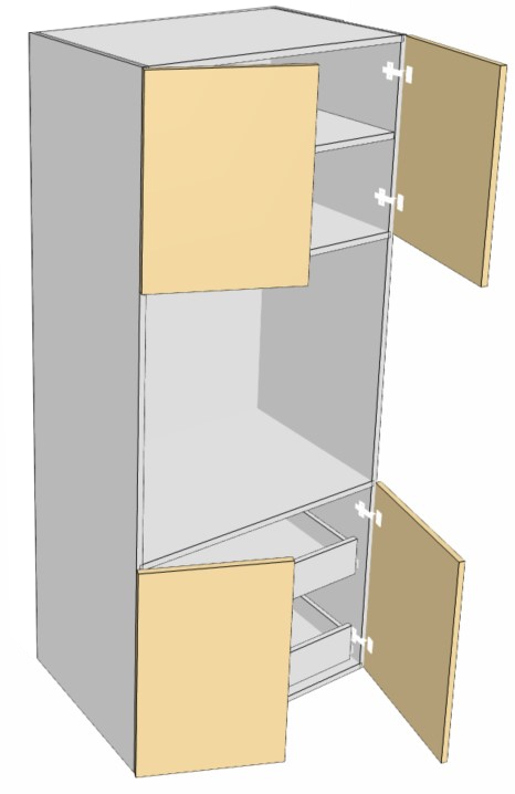Single oven container- optional roll outs & tray dividers