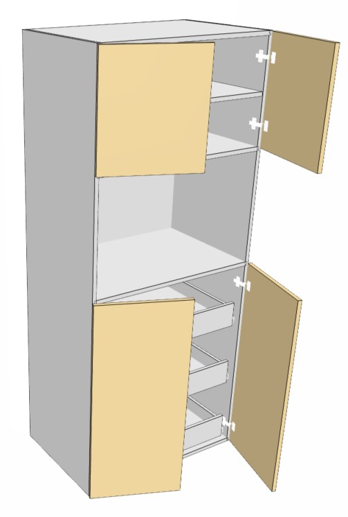 Single microwave container-optional roll outs & tray dividers