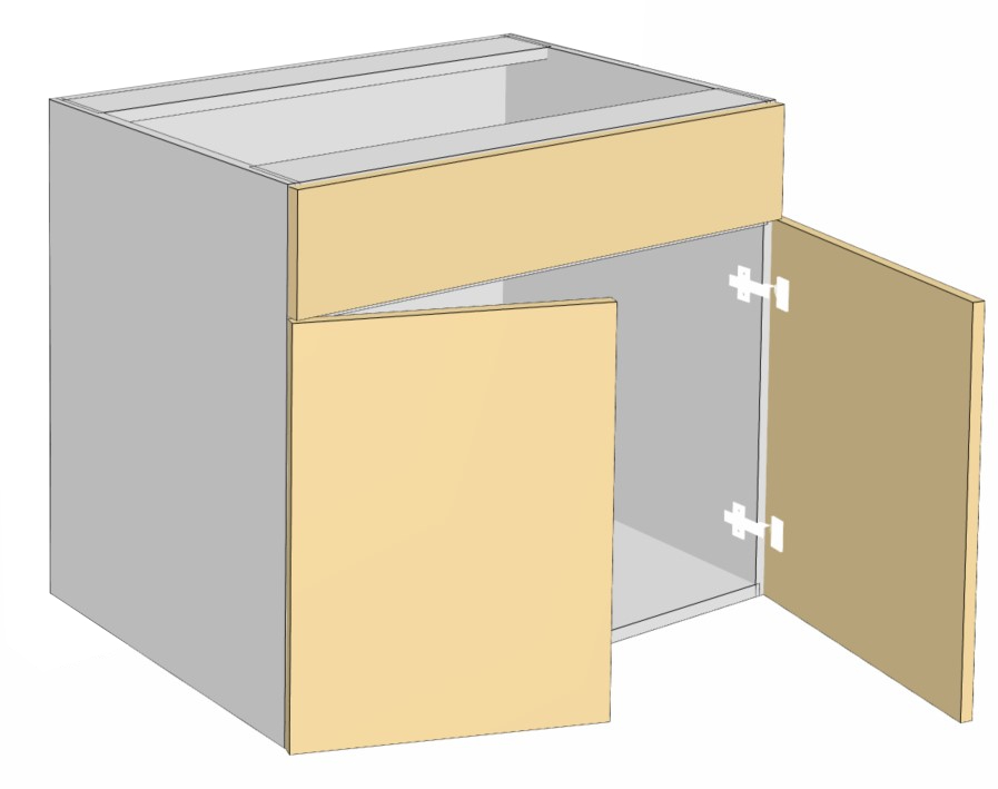 sink - 1 false drawer - 2 doors- optional bottom rollout